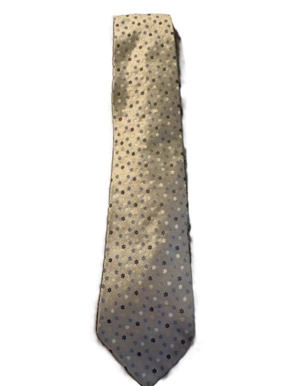 Tommy Hilfiger Silk Tie Beige Blue Floral Neat Pattern